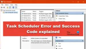Task Scheduler Errors and Success Codes: Error .